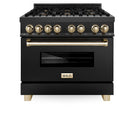 ZLINE Autograph Edition 36" 4.6 cu. ft. Dual Fuel Range with Gas Stove and Electric Oven in Black Stainless Steel with Accents