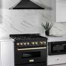 ZLINE Autograph Edition 36" 4.6 cu. ft. Dual Fuel Range with Gas Stove and Electric Oven in Black Stainless Steel with Accents