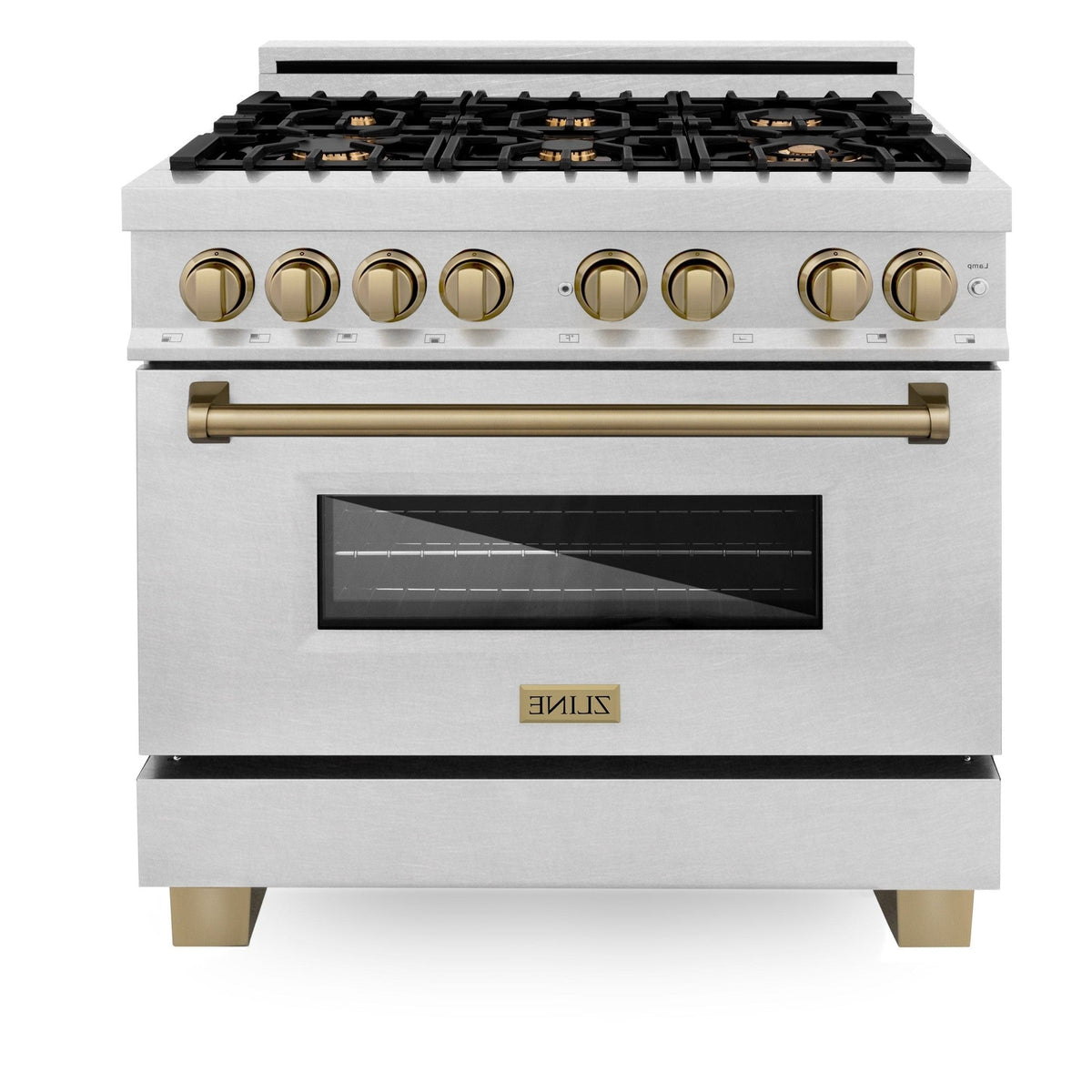 ZLINE Autograph Edition 36" 4.6 cu. ft. Dual Fuel Range with Gas Stove and Electric Oven in DuraSnow Stainless Steel with Accents