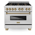 ZLINE Autograph Edition 36" 4.6 cu. ft. Dual Fuel Range with Gas Stove and Electric Oven in DuraSnow Stainless Steel with Accents
