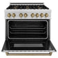 ZLINE Autograph Edition 36" 4.6 cu. ft. Dual Fuel Range with Gas Stove and Electric Oven in DuraSnow Stainless Steel with Accents