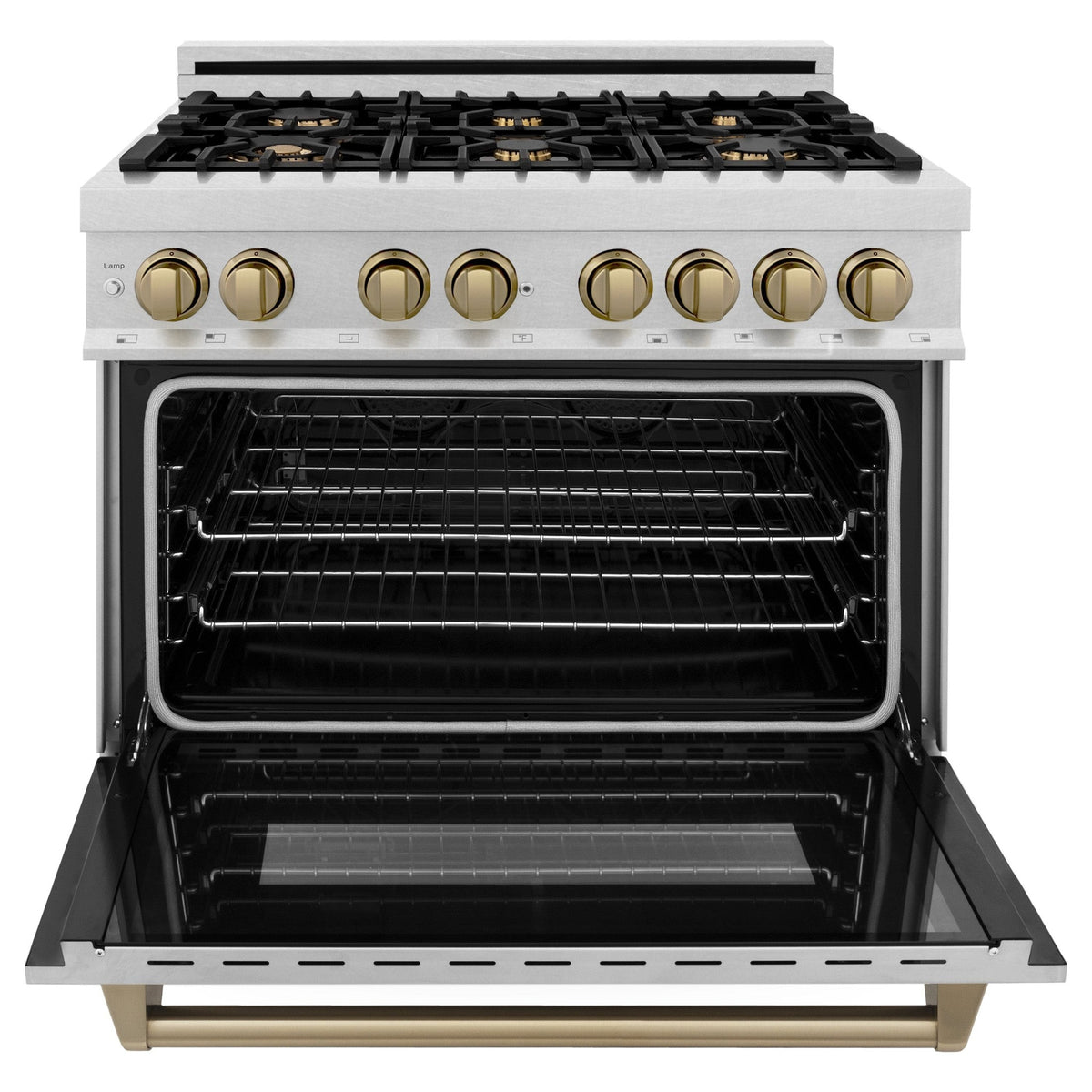 ZLINE Autograph Edition 36" 4.6 cu. ft. Dual Fuel Range with Gas Stove and Electric Oven in DuraSnow Stainless Steel with Accents