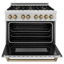 ZLINE Autograph Edition 36" 4.6 cu. ft. Dual Fuel Range with Gas Stove and Electric Oven in DuraSnow Stainless Steel with Accents