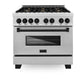 ZLINE Autograph Edition 36" 4.6 cu. ft. Dual Fuel Range with Gas Stove and Electric Oven in DuraSnow Stainless Steel with Accents