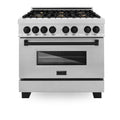ZLINE Autograph Edition 36" 4.6 cu. ft. Dual Fuel Range with Gas Stove and Electric Oven in DuraSnow Stainless Steel with Accents