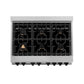 ZLINE Autograph Edition 36" 4.6 cu. ft. Dual Fuel Range with Gas Stove and Electric Oven in DuraSnow Stainless Steel with Accents