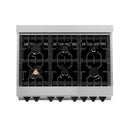 ZLINE Autograph Edition 36" 4.6 cu. ft. Dual Fuel Range with Gas Stove and Electric Oven in DuraSnow Stainless Steel with Accents
