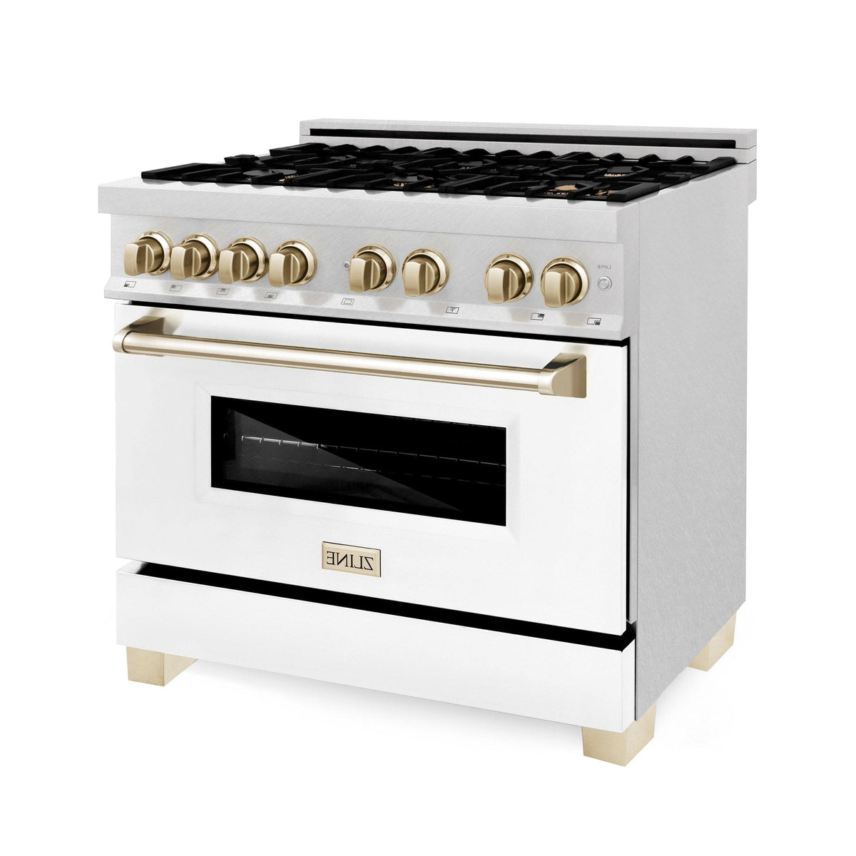 ZLINE Autograph Edition 36" 4.6 cu. ft. Dual Fuel Range with Gas Stove and Electric Oven in DuraSnow Stainless Steel with White Matte Door and Accents