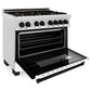 ZLINE Autograph Edition 36" 4.6 cu. ft. Dual Fuel Range with Gas Stove and Electric Oven in DuraSnow Stainless Steel with White Matte Door and Accents