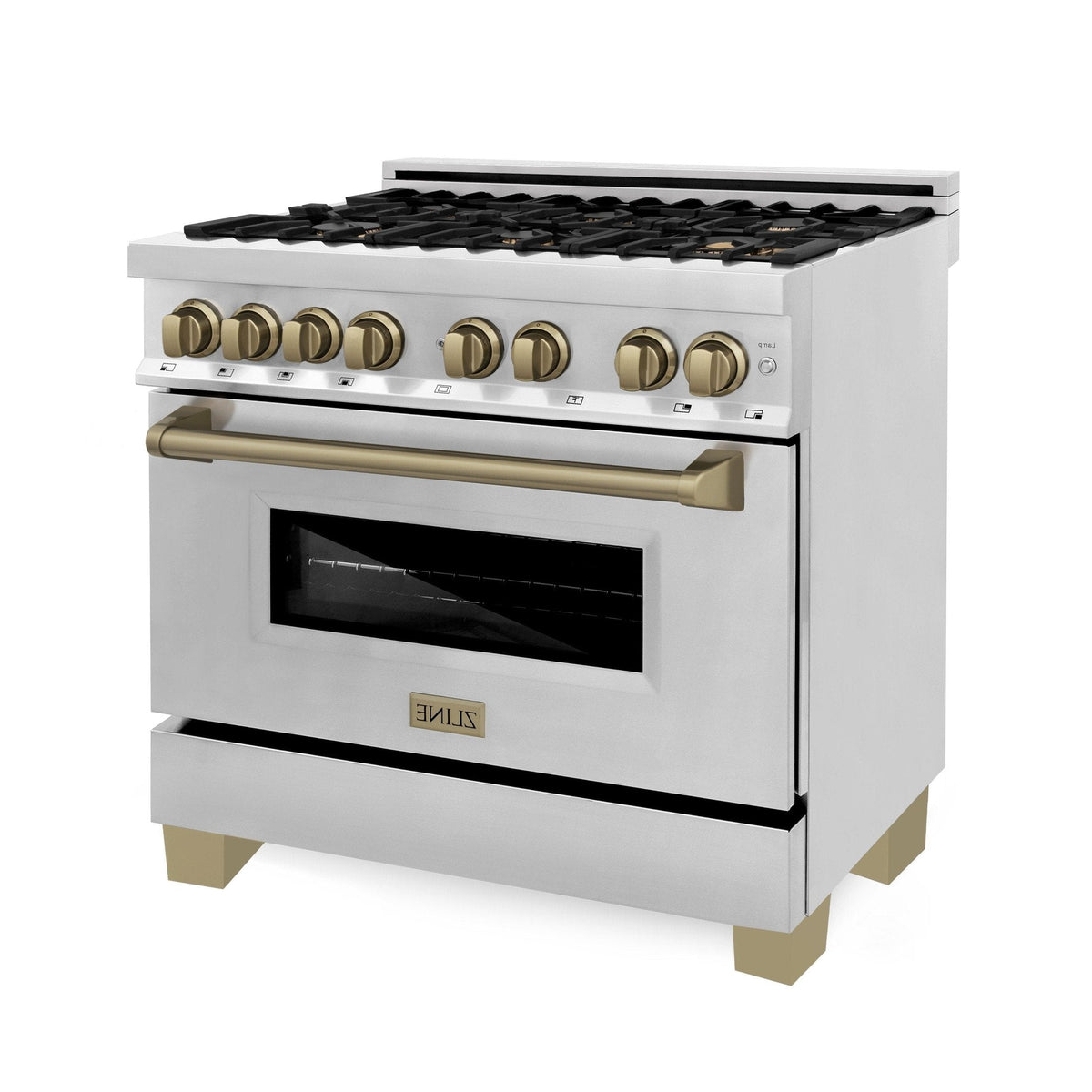 ZLINE Autograph Edition 36" 4.6 cu. ft. Dual Fuel Range with Gas Stove and Electric Oven in Stainless Steel with Accents