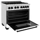 ZLINE Autograph Edition 36" 4.6 cu. ft. Dual Fuel Range with Gas Stove and Electric Oven in Stainless Steel with White Matte Door and Accents