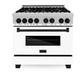 ZLINE Autograph Edition 36" 4.6 cu. ft. Dual Fuel Range with Gas Stove and Electric Oven in Stainless Steel with White Matte Door and Accents