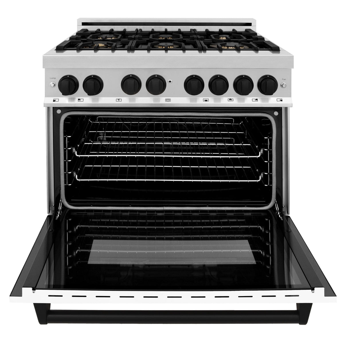 ZLINE Autograph Edition 36" 4.6 cu. ft. Dual Fuel Range with Gas Stove and Electric Oven in Stainless Steel with White Matte Door and Accents
