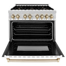 ZLINE Autograph Edition 36" 4.6 cu. ft. Dual Fuel Range with Gas Stove and Electric Oven in Stainless Steel with White Matte Door and Accents