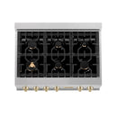ZLINE Autograph Edition 36" Porcelain Rangetop with 6 Gas Burners in Dura Snow Stainless Steel With Accents