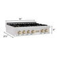 ZLINE Autograph Edition 36" Porcelain Rangetop with 6 Gas Burners in Dura Snow Stainless Steel With Accents