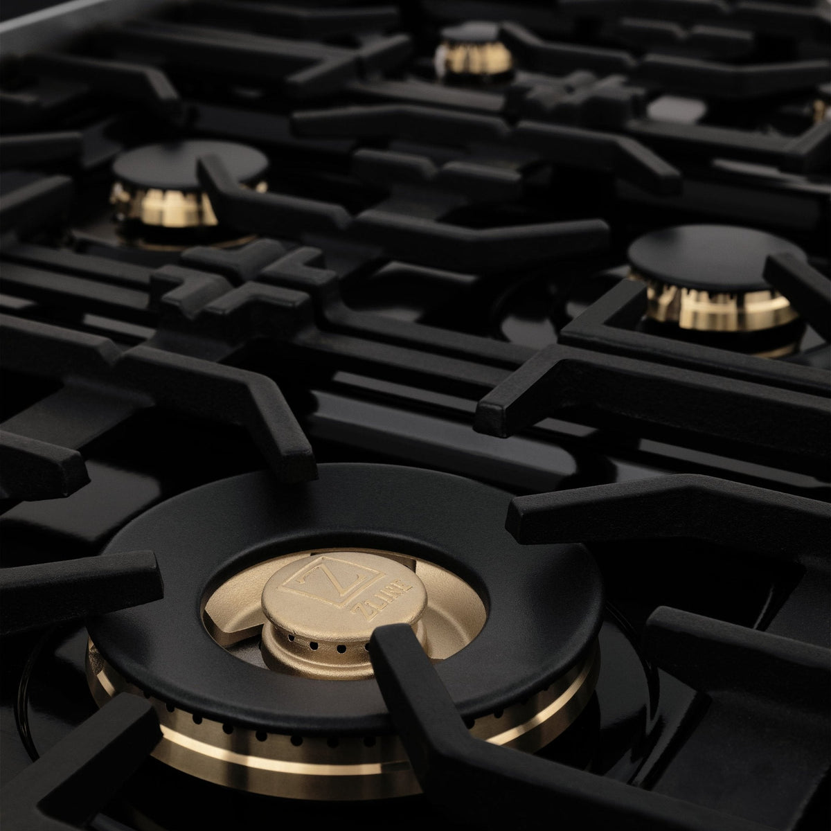 ZLINE Autograph Edition 36" Porcelain Rangetop with 6 Gas Burners in Stainless Steel with Accents