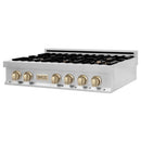 ZLINE Autograph Edition 36" Porcelain Rangetop with 6 Gas Burners in Stainless Steel with Accents