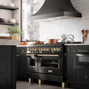 ZLINE Autograph Edition 48" 6.0 cu. ft. Dual Fuel Range with Gas Stove and Electric Oven in Black Stainless Steel with Accents