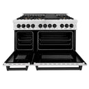 ZLINE Autograph Edition 48" 6.0 cu. ft. Dual Fuel Range with Gas Stove and Electric Oven in DuraSnow Stainless Steel with Accents