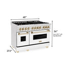 ZLINE Autograph Edition 48" 6.0 cu. ft. Dual Fuel Range with Gas Stove and Electric Oven in DuraSnow Stainless Steel with White Matte Door with Accents