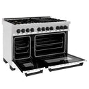 ZLINE Autograph Edition 48" 6.0 cu. ft. Dual Fuel Range with Gas Stove and Electric Oven in DuraSnow Stainless Steel with White Matte Door with Accents