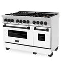ZLINE Autograph Edition 48" 6.0 cu. ft. Dual Fuel Range with Gas Stove and Electric Oven in DuraSnow Stainless Steel with White Matte Door with Accents
