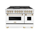 ZLINE Autograph Edition 48" 6.0 cu. ft. Dual Fuel Range with Gas Stove and Electric Oven in DuraSnow Stainless Steel with White Matte Door with Accents