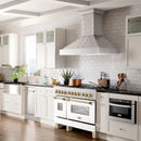 ZLINE Autograph Edition 48" 6.0 cu. ft. Dual Fuel Range with Gas Stove and Electric Oven in DuraSnow Stainless Steel with White Matte Door with Accents