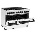 ZLINE Autograph Edition 48" 6.0 cu. ft. Dual Fuel Range with Gas Stove and Electric Oven in Stainless Steel with White Matte Door and Accents