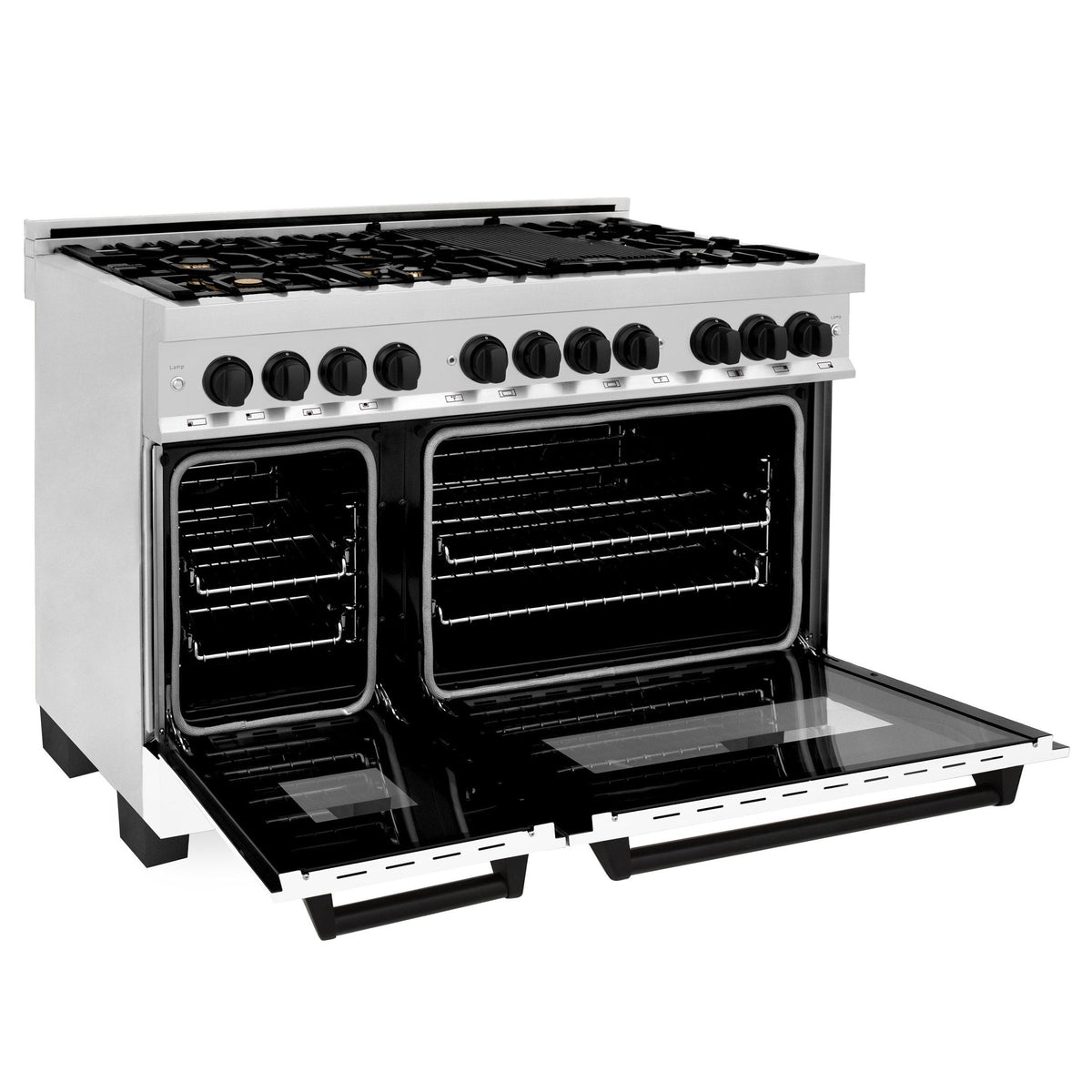 ZLINE Autograph Edition 48" 6.0 cu. ft. Dual Fuel Range with Gas Stove and Electric Oven in Stainless Steel with White Matte Door and Accents