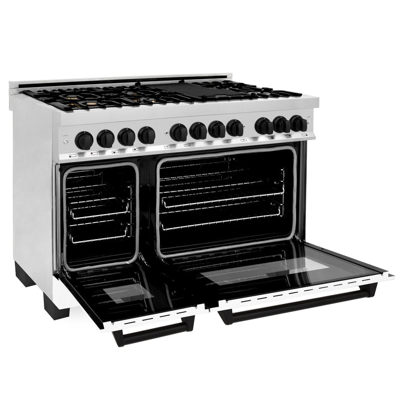 ZLINE Autograph Edition 48" 6.0 cu. ft. Dual Fuel Range with Gas Stove and Electric Oven in Stainless Steel with White Matte Door and Accents