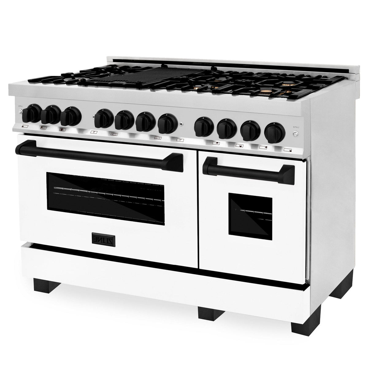 ZLINE Autograph Edition 48" 6.0 cu. ft. Dual Fuel Range with Gas Stove and Electric Oven in Stainless Steel with White Matte Door and Accents