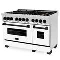 ZLINE Autograph Edition 48" 6.0 cu. ft. Dual Fuel Range with Gas Stove and Electric Oven in Stainless Steel with White Matte Door and Accents