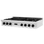 ZLINE Autograph Edition 48" Porcelain Rangetop with 7 Gas Burners in Stainless Steel With Accents