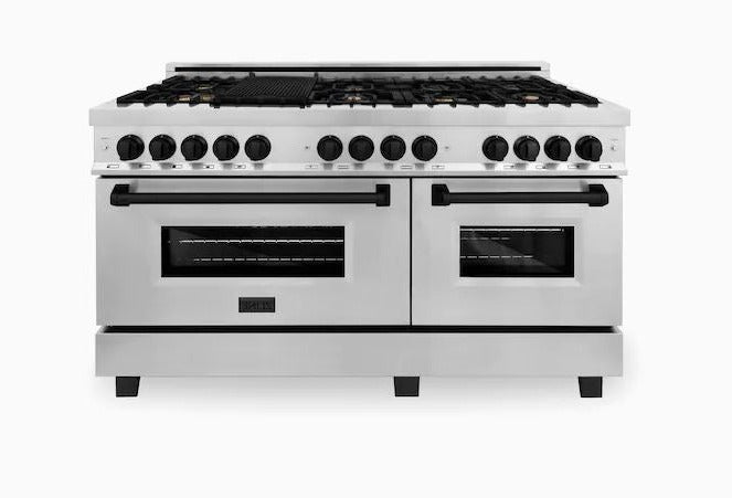 ZLINE Autograph Edition 60" 7.4 cu. ft. Dual Fuel Range with Gas Stove and Electric Oven in Stainless Steel with Accents