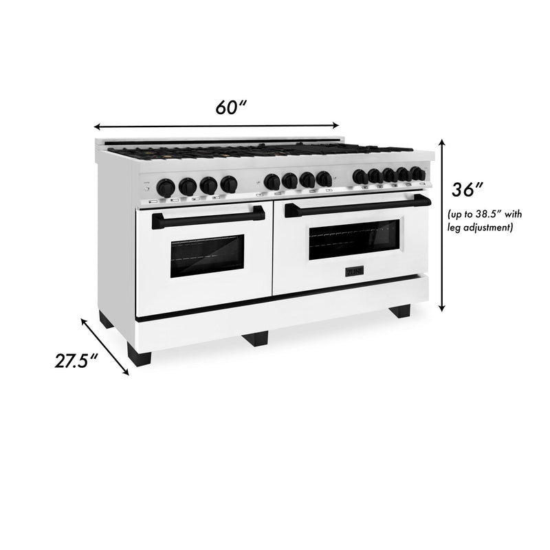 ZLINE Autograph Edition 60" 7.4 cu. ft. Dual Fuel Range with Gas Stove and Electric Oven in Stainless Steel with White Matte Door and Accents