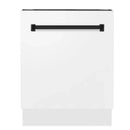 ZLINE Autograph Series 24 inch Tall Dishwasher in White Matte with Champagne Bronze Handle