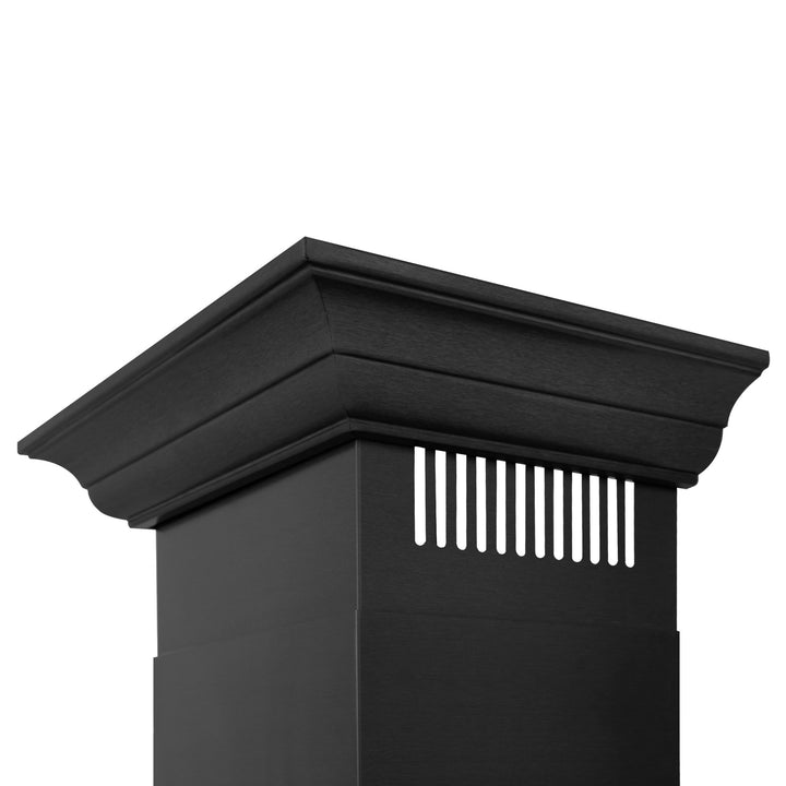 ZLINE Convertible Vent Wall Mount Range Hood in Black Stainless Steel with Crown Molding BSKBNCRN