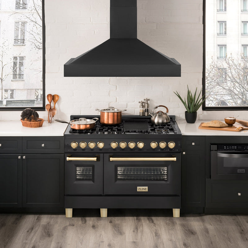 ZLINE Ducted Vent Black Stainless Steel Wall Mount Range Hood BS655N