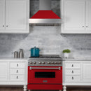 ZLINE DuraSnow Stainless Steel Range Hood with Red Matte Shell 