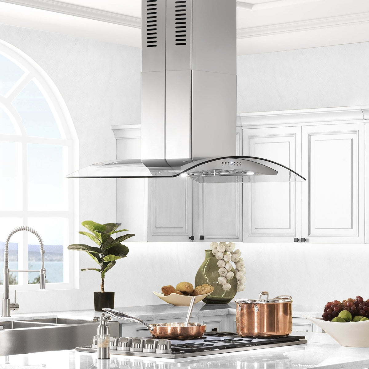ZLINE Island Mount Range Hood in Stainless Steel & Glass