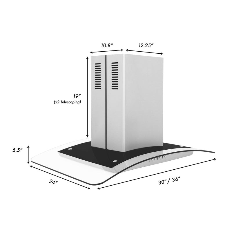 ZLINE Island Mount Range Hood in Stainless Steel & Glass