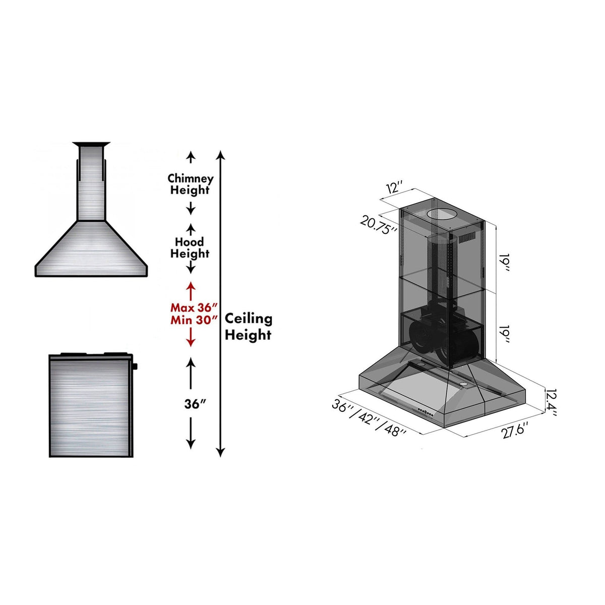 ZLINE Outdoor Island Mount Range Hood in Stainless Steel 