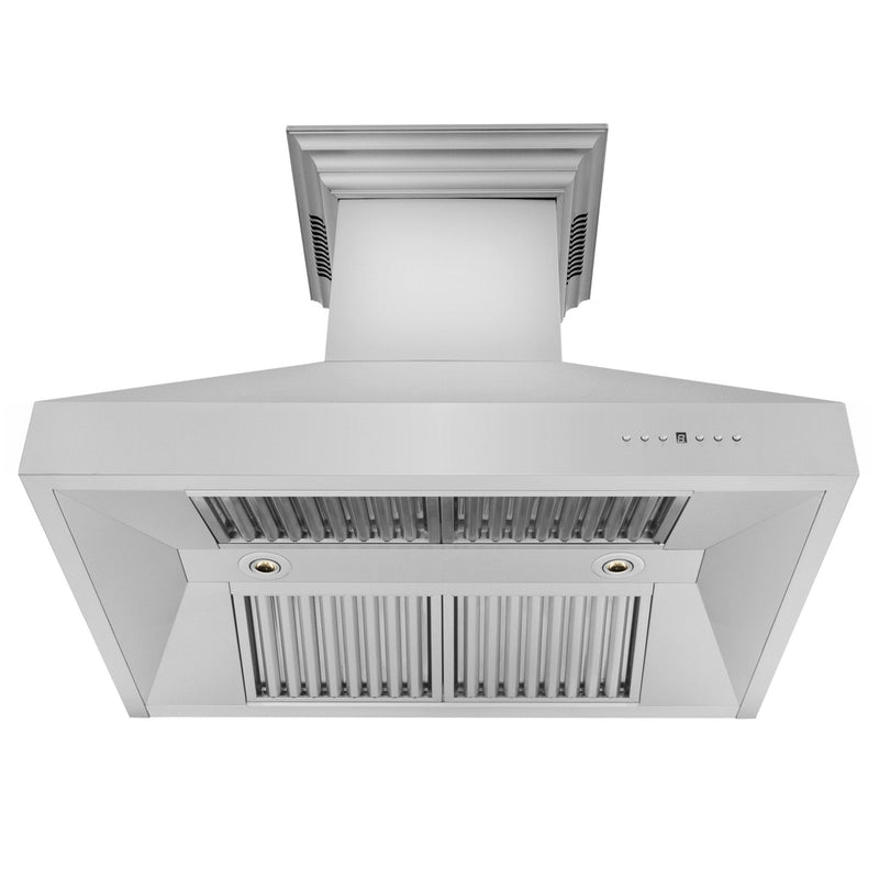 ZLINE Professional Wall Mount Range Hood in Stainless Steel with Built-in CrownSound Bluetooth Speakers - 667CRN-BT