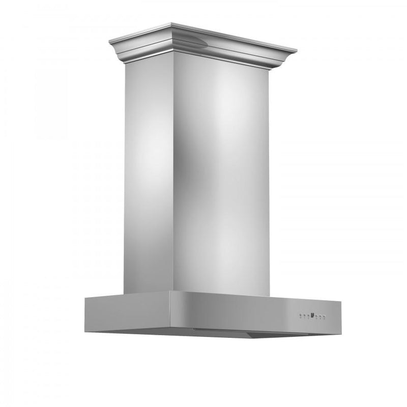 ZLINE Professional Wall Mount Range Hood in Stainless Steel with Crown Molding - KECOMCRN-30