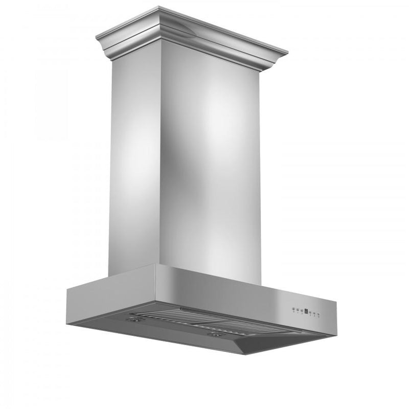 ZLINE Professional Wall Mount Range Hood in Stainless Steel with Crown Molding - KECOMCRN-30