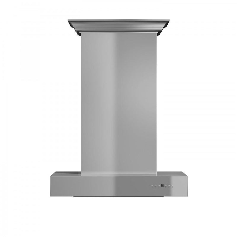ZLINE Professional Wall Mount Range Hood in Stainless Steel with Crown Molding - KECOMCRN-30