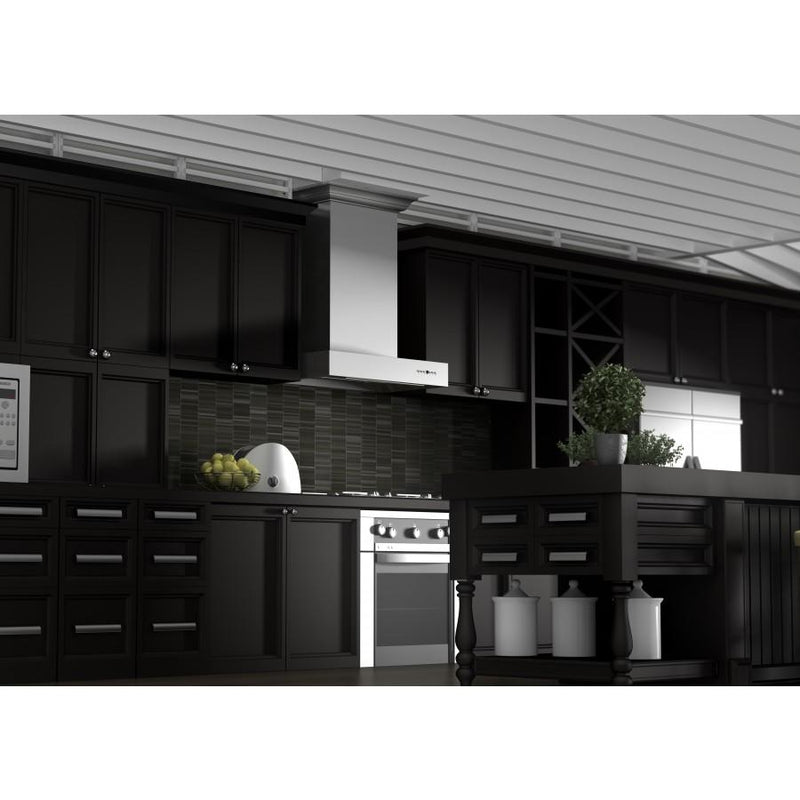 ZLINE Professional Wall Mount Range Hood in Stainless Steel with Crown Molding - KECOMCRN-30