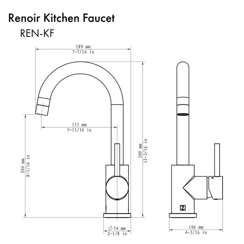 ZLINE Renoir Kitchen Faucet with Color Options